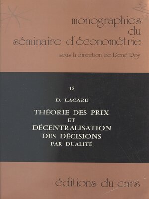 cover image of Théorie des prix et décentralisation des décisions par dualité